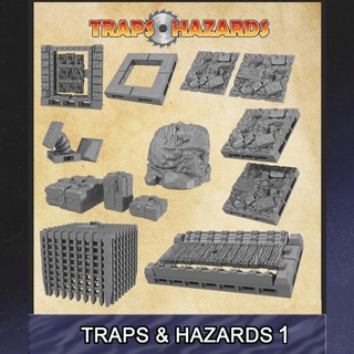 dungeonworks traps & hazards set 1 monstrous encounters Tabletop 3D Printable Terrain Fantasy tabletop trap dungeon tiles spikes hazard infinitylock 3d print model - Mito3D
