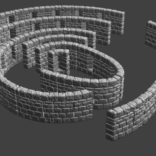 dungeon stone wall-on-tile curved devon jones Tabletop 3D Printable Terrain Fantasy terrain openforge tiles d&d pathfinder dungeonstone wallontile 3d print model - Mito3D