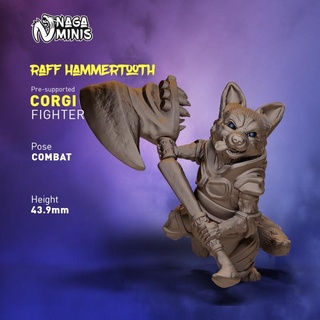 pre-supported dog folk fighter corgi naga minis Tabletop Characters & Creatures Fantasy Universe animal mini miniature tabletop dnd anthropomorphic anthro dogfolk presupported animalfolk dungeonsandragons 3d print model - Mito3D