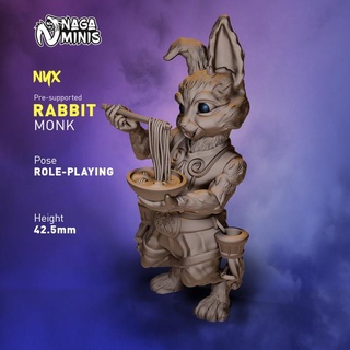 pre supported lapin populaire moine naga minis table personnages créatures fantaisie univers animal mini rpg miniature donjons Dragons dnd anthropomorphe anthro présupporté animalier 3d print model - Mito3D
