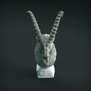 siberian ibex bust animal den miniatures Toys & Games Animal Creature Figures Fan Art Busts creature figure head realistic sculpture toy miniature goat horns presupported supported 3d print model - Mito3D