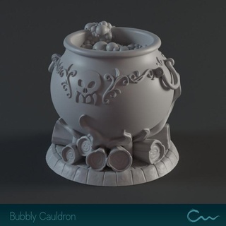 bubbly cauldron cape wyrm Store Tabletop 3D Printable Terrain Fantasy environment fantasy pot prop magic witch dnd campfire 3d print model - Mito3D
