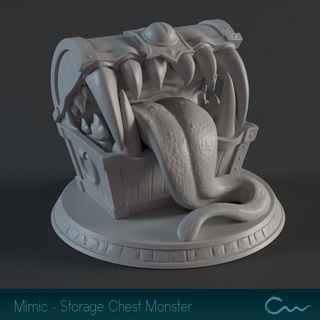 nachahmen Lager Truhe Monster Kap Wyrm Tischplatte Zeichen Kreaturen Fantasie Universum Miniatur Zunge dnd Formwechsler ttrpg 3d print model - Mito3D