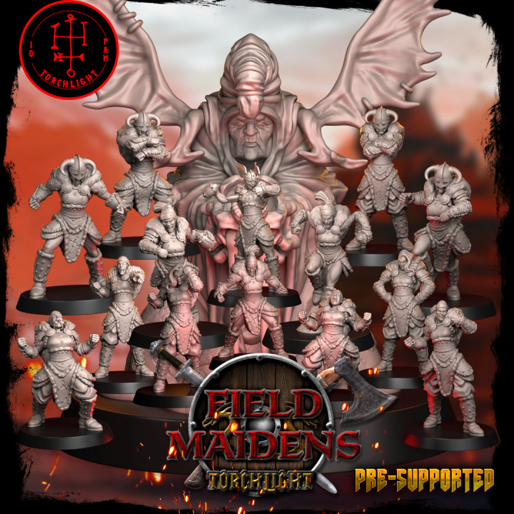 torchlight field maidens team models Tabletop Characters & Creatures Fantasy Universe amazon bloodbowl fantasyfootball fullteam 3D print model - Mito3D