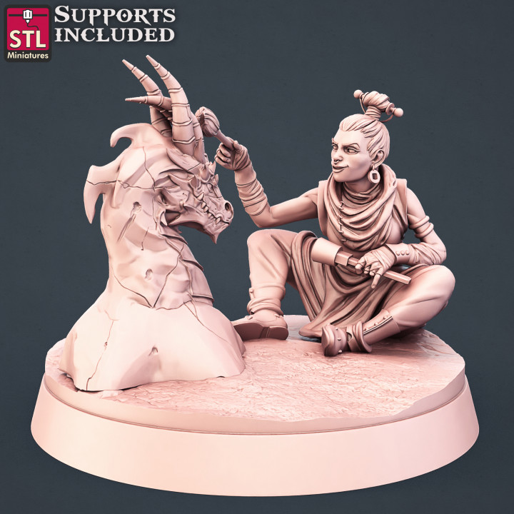 sculptor female stl miniatures Tabletop Characters & Creatures Fantasy Universe Store fantasy wargames character tabletop d&d npc 3D print model - Mito3D