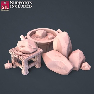 calcolo intagliatore pietre stl miniature negozio tavolo 3D stampabile terreno fantasia decorazione giochi guerra oggetti scena d 3d print model - Mito3D