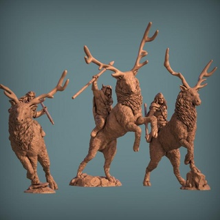 elf stag riders pre-supported print minis deer forest high elves elven archers warriors woodland stags 3d print model - Mito3D
