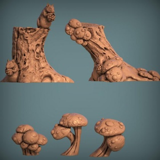 forest basing kit pre-supported print minis elf tree high rat mushroom elves elven archers warriors woodland toadstool 3d print model - Mito3D