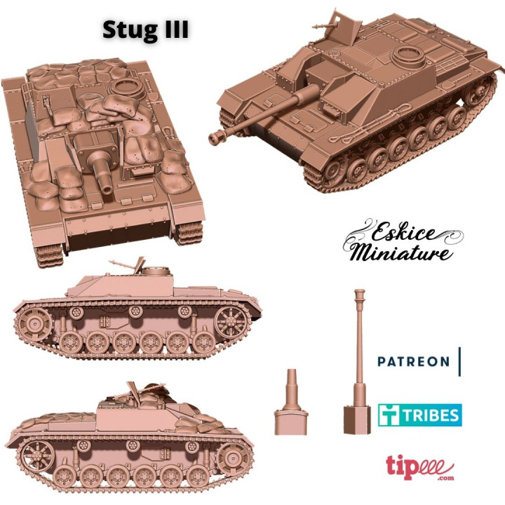 stug iii - 28mm eskice miniature aron Tabletop Characters & Creatures Historical Universe Vehicles Machines Store action assault bolt dutch tank vehicle canon german ww2 wargame v hicule obusier howitzer allemand 3D print model - Mito3D