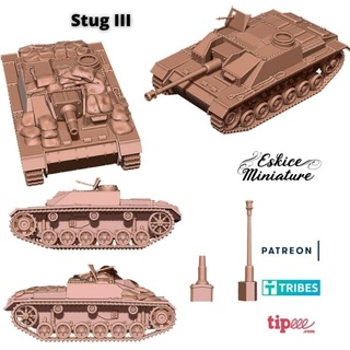 stug iii - 28mm eskice miniature aron Tabletop Characters & Creatures Historical Universe Vehicles Machines Store action assault bolt dutch tank vehicle canon german ww2 wargame v hicule obusier howitzer allemand 3d print model - Mito3D