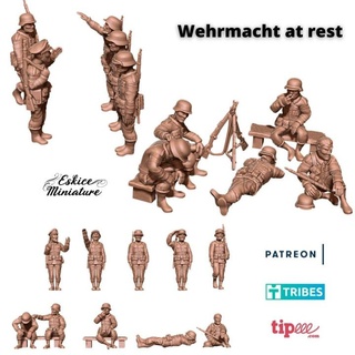 Wehrmacht repos 28mm eskice miniature table personnages créatures historique univers boutique action boulon figurine soldat allemand ww2 15mm 1 72 grenadier 3d print model - Mito3D