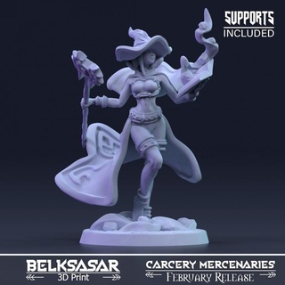 beleth elementalist variant 2 belksasar 3dprint Tabletop Characters & Creatures Fantasy Universe beautiful board book detailed fantasy female girl realistic woman wizard staff mage boardgames spell dnd skirt 32mm straps sorcerer mercenry 3d print model - Mito3D