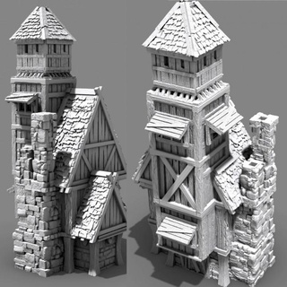 pueblo reloj gamescape3d mesa 3D imprimible terreno fantasía edificio torre cárcel prisión vigilante ciudad 3d print model - Mito3D