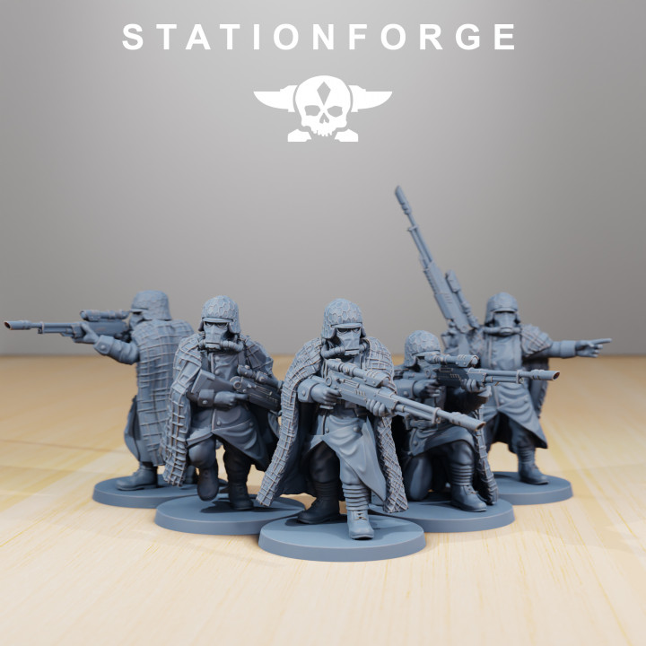 grimguard - snipers station forge guard wargaming sniper death tabletop scout astra korps redmakers 3D print model - Mito3D