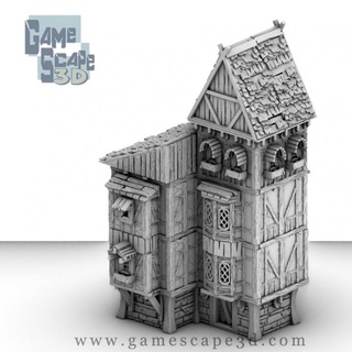 large townhome gamescape3d Tabletop 3D Printable Terrain Fantasy building city house town timberframe 3d print model - Mito3D