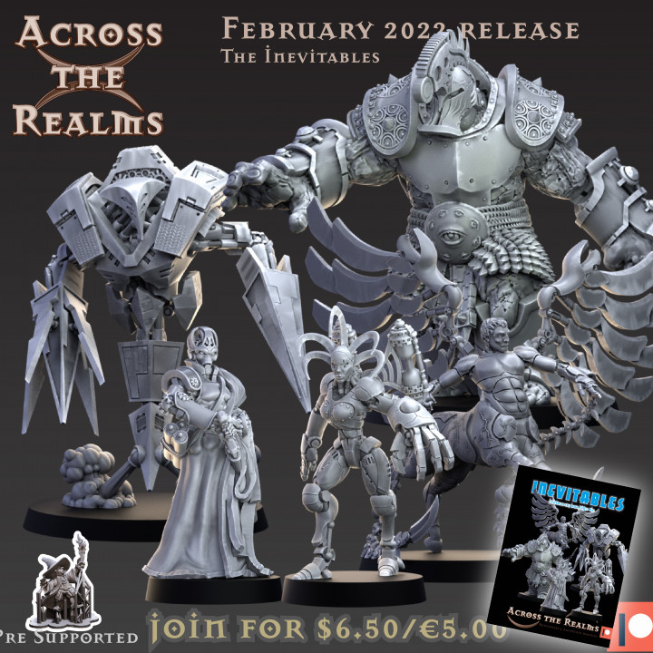 reinos febrero 2022 mesa caracteres criaturas fantasía universo juego azar rpg robots dnd pionero 5e mecanico inevitables forasteros 3D print model - Mito3D