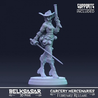 elena duelist variant 2 belksasar 3dprint Tabletop Characters & Creatures Fantasy Universe hat beautiful board boots detailed fantasy female girl miniatures pistol realistic woman saber corset boardgames dnd 32mm bombs ropes 3d print model - Mito3D