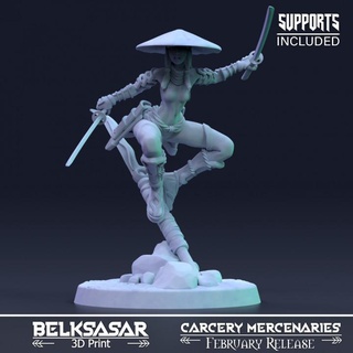 ling eastern edge variant 2 belksasar 3dprint Tabletop Characters & Creatures Fantasy Universe hat armor beautiful board detailed fantasy female girl realistic warrior woman saber boardgames bushido dnd 32mm straps chinese 3d print model - Mito3D