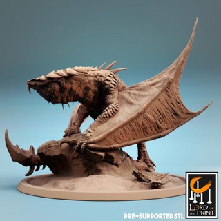 vouivre soldier watching lord print Tabletop Characters & Creatures Fantasy Universe dragon wyvern 3d print model - Mito3D
