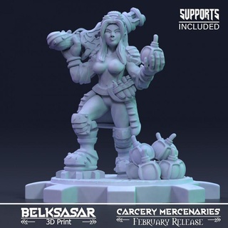 whurdred artificer variant 2 belksasar 3dprint Tabletop Characters & Creatures Fantasy Universe beautiful board detailed fantasy girl glasses realistic woman gear boardgames shotgun dwarf dnd leather alchemy skirt 32mm bombs musket 3d print model - Mito3D
