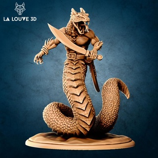 human-snake abomination la louve 3d Tabletop Characters & Creatures Fantasy Universe human monster rpg warrior snake tabletop minis dnd 32mm yuan-ti ceature 3d print model - Mito3D