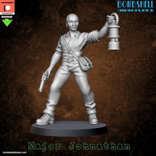 detective john bombshell miniatures Tabletop Characters & Creatures Fantasy Universe horror cthulhu supernatural dunwitch 3d print model - Mito3D