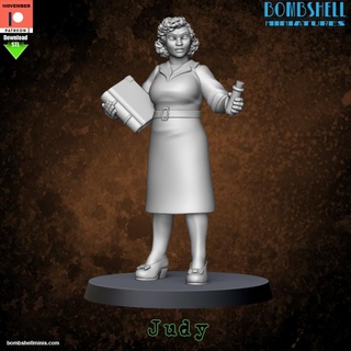 detective judy bombshell miniatures Tabletop Characters & Creatures Fantasy Universe horror cthulhu supernatural dunwitch 3d print model - Mito3D