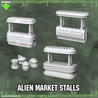 alien market stalls bombshell miniatures Tabletop 3D Printable Terrain Sci-Fi terrain scenery 3d print model - Mito3D
