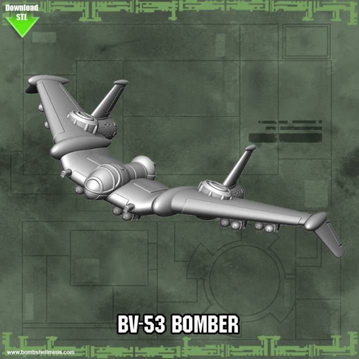 bv53 bombardeiro bomba miniaturas tampo mesa personagens criaturas Sci Fi universo veículos maquinas loja aeronave sci fi asa voadora 3D print model - Mito3D