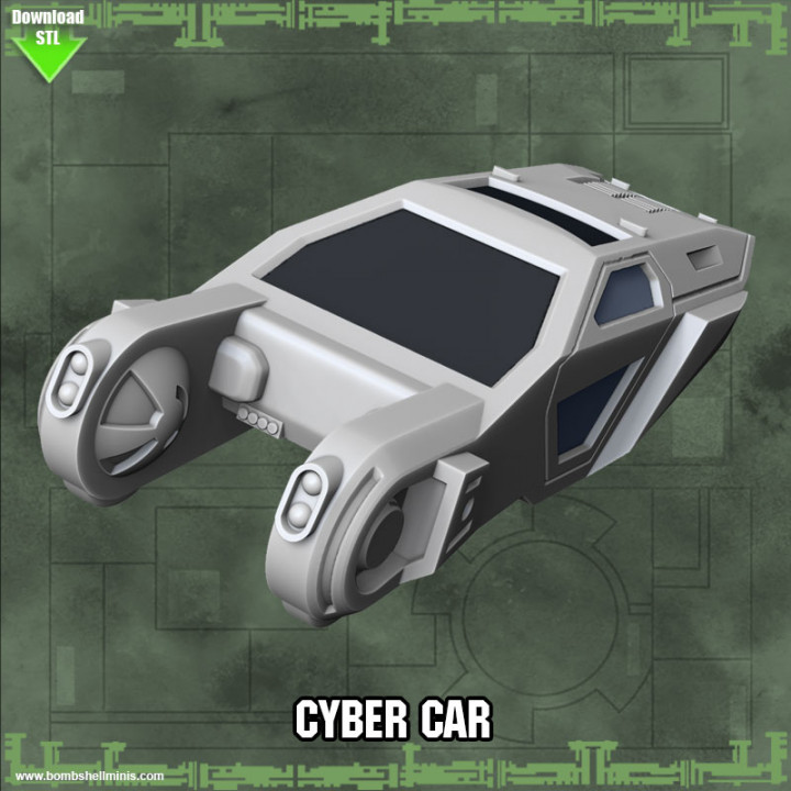 cibernético carro bomba miniaturas tampo mesa personagens criaturas Sci Fi universo veículos maquinas veículo cyberpunk 3D print model - Mito3D