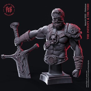 kablo insan kılıç ustası büst et tanrılar fantezi adam rpg kuvvetli savaşçı erkek dnd etli 3d print model - Mito3D