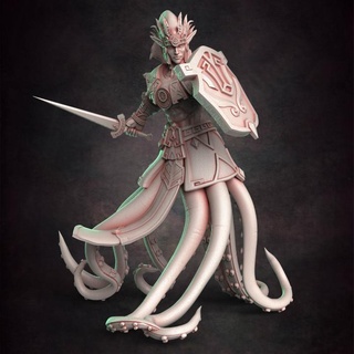 cecaelia warrior 01 red clay collectibles Tabletop Characters & Creatures Fantasy Universe ocean pirate rpg sea octopus mermaid squid 3d print model - Mito3D