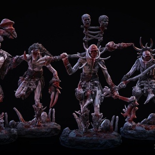 furioso x4 animais miniaturas loja fantasia Horror humano Guerreiro dnd 25mm selvagem gangue banda guerra canibal barbarrio 3d print model - Mito3D