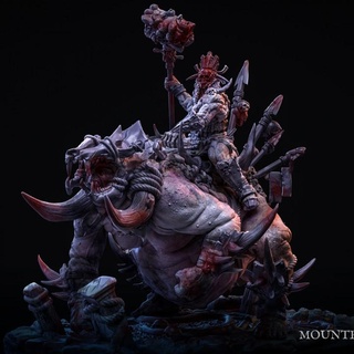 mounted warleader bestiarum miniatures Store horror leader mount warrior rider cannibal tribe savage barbarrian 3d print model - Mito3D