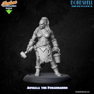 classic anvalla bombshell miniatures Tabletop Characters & Creatures Fantasy Universe Store blacksmith female orc 3d print model - Mito3D