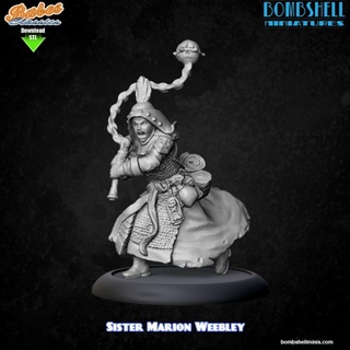 clássico irmã marion weebley bomba miniaturas tampo mesa personagens criaturas fantasia universo loja armaduras Guerreiro mangual clérigo freira 3d print model - Mito3D