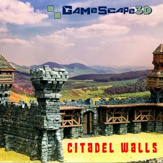 citadel walls gatehouse ballista oil pour & towers gamescape3d Tabletop 3D Printable Terrain Fantasy tower castle gates oilpour 3d print model - Mito3D