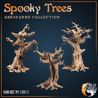 spooky dead trees x3 world forge miniatures Tabletop 3D Printable Terrain Fantasy forest nature tree undead winter wood plants cemetery graveyard dnd cursed vegetation enviornment 3d print model - Mito3D