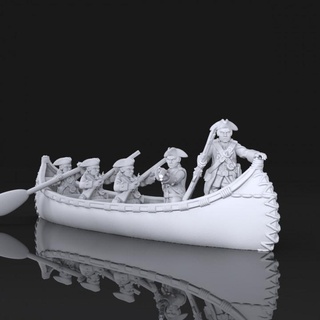 fiw canoes war bear studios Tabletop Characters & Creatures Historical Universe Vehicles Machines black powder muskets tomahawks native americans 3d print model - Mito3D
