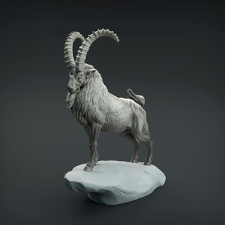 siberian ibex animal den miniatures Toys & Games Animal Creature Figures creature figure realistic sculpture toy rock miniature goat horns presupported supported 3d print model - Mito3D
