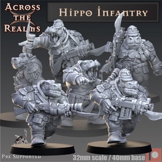 hippo infantry across realms Tabletop Characters & Creatures Fantasy Universe 40k guard warhammer miniature imperial tabletop dnd astra militarum spelljammer giff 5e ogryn 3d print model - Mito3D