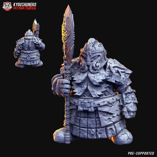 cüce rune Muhafız Golem kyoushuneko minyatürler masaüstü karakterler yaratıklar fantezi Evren mağaza Warhammer 3d print model - Mito3D