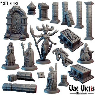 Kult Komplett Sammlung pre supported besiegt Miniaturen Geschäft Tischplatte 3D druckbar Terrain Fantasie Säule Rollenspiel Priester Portal Unterstützung Blut dnd Altar Opfern Kulter 3d print model - Mito3D