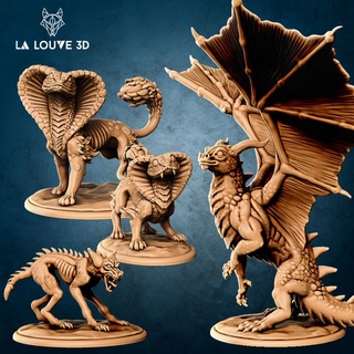 desert creatures + monster sheets la louve 3d Tabletop Characters & Creatures Fantasy Universe Store creature dragon rpg snake dnd 32mm tabletopgame jackal monstre jdr chacal 3d print model - Mito3D