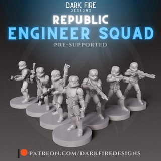 republic engineer squad dark fire designs Fan Art Tabletop Characters & Creatures Sci-Fi Universe Store star trooper wars clone legion troopers 3d print model - Mito3D