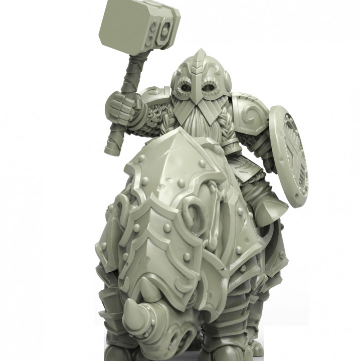 gh002 heresylab - dwarf king guard rhino Store fantasy warhammer mounted aos 3D print model - Mito3D