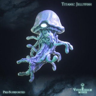 titanic jellyfish esthetic voidrealm minis Tabletop Characters & Creatures Fantasy Universe alien monster ocean ring huge titan dnd jelly elden 3d print model - Mito3D