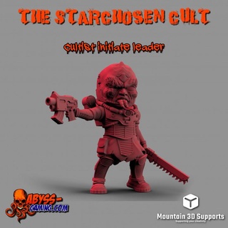 starchosen cult - cultist initiate leader abyss gaming co Tabletop Characters & Creatures Sci-Fi Universe 40k wargames warhammer shotgun tabletop kitbash 28mm autorifle genestealer cultists grimdark supported gsc initiates 3d print model - Mito3D