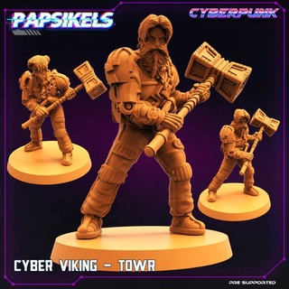 cyber viking - towr papsikels miniatures Tabletop Characters & Creatures Sci-Fi Universe 3d print model - Mito3D
