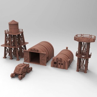 military outpost bundle tesseract tomb Store Tabletop 3D Printable Terrain Sci-Fi terrain 40k tower vehicle warhammer necromunda fallout tabletop watertower hut warhammer40k scenery stargrave wasteland corrugated nissen quonset 3d print model - Mito3D